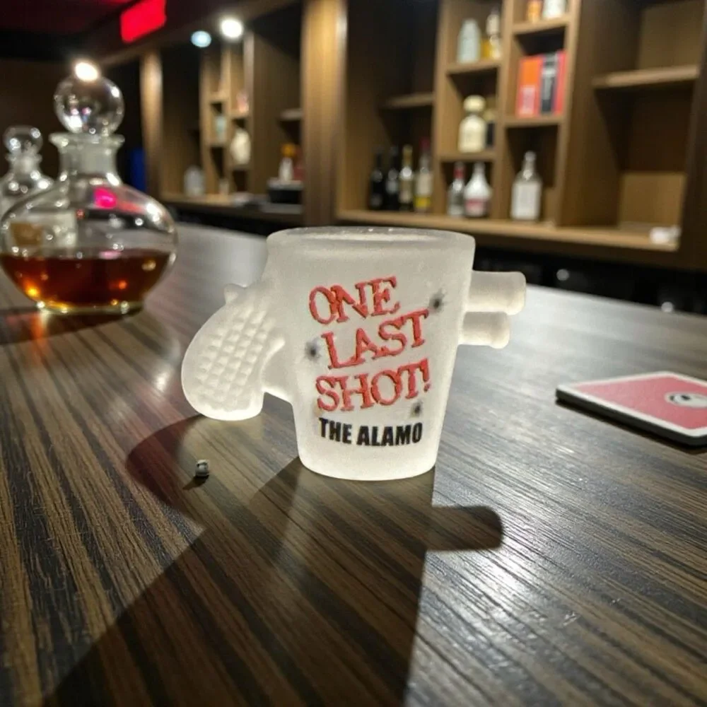 Gun Shaped Liquor Shot Glass ~ The ALAMO, San Antonio, TEXAS ~ One Last Shot